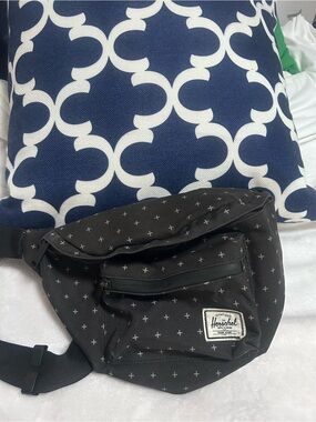 Herschel Supply Company Black Waist Pack with White Cross Pattern